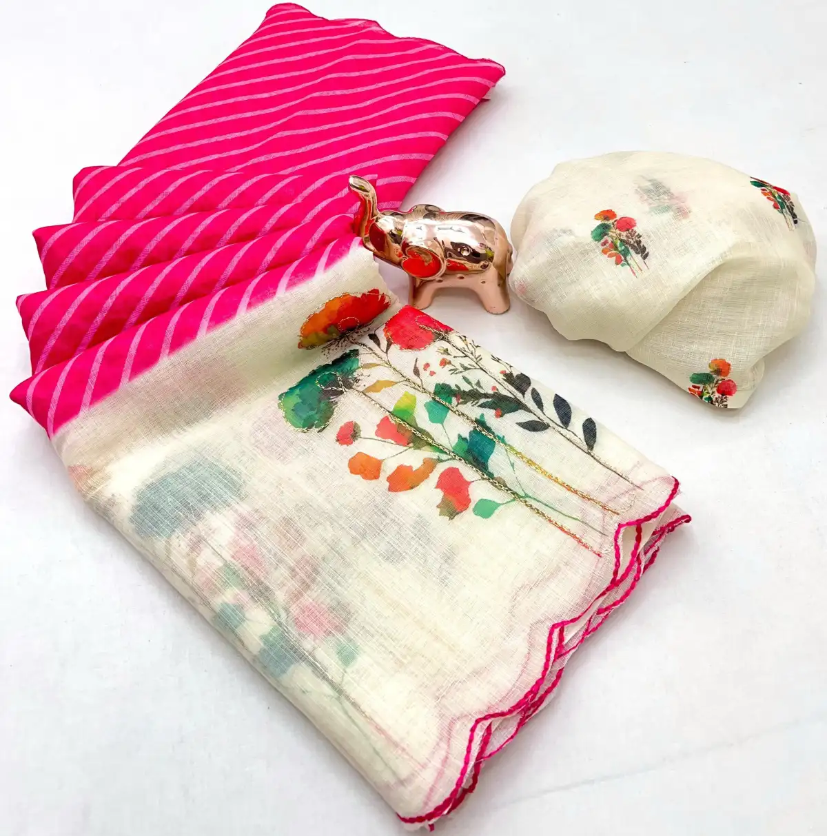 Rani Pink Traditional Silk Saree – Pink & Gold
